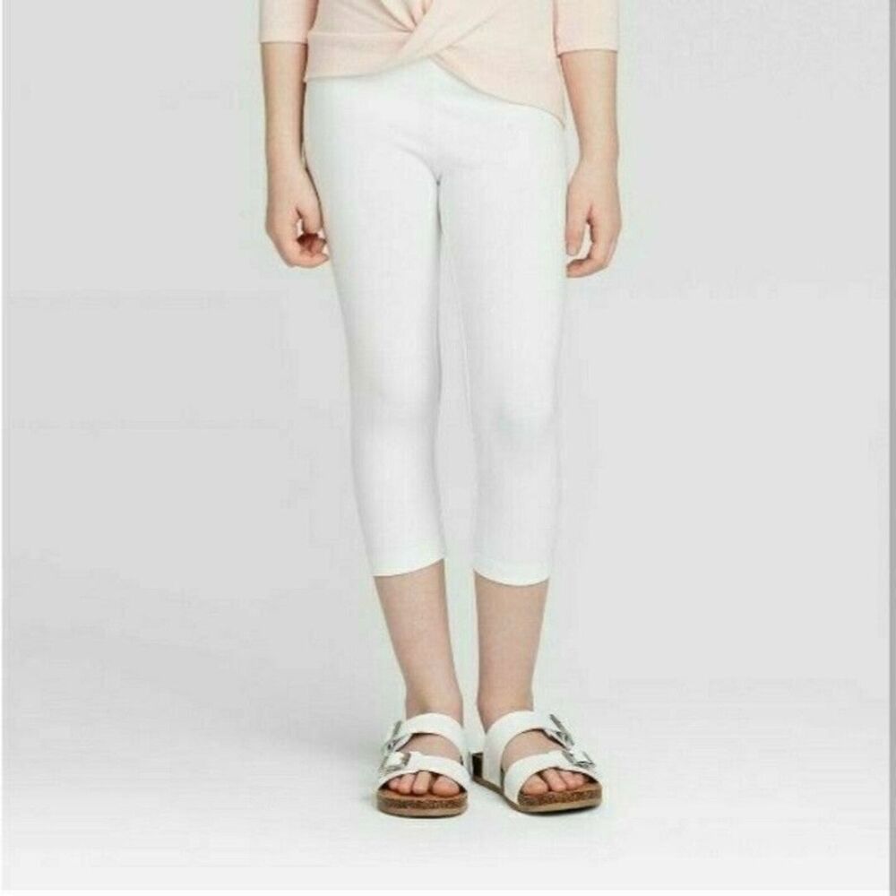 Hue Girls White Sz M Capri Leggings